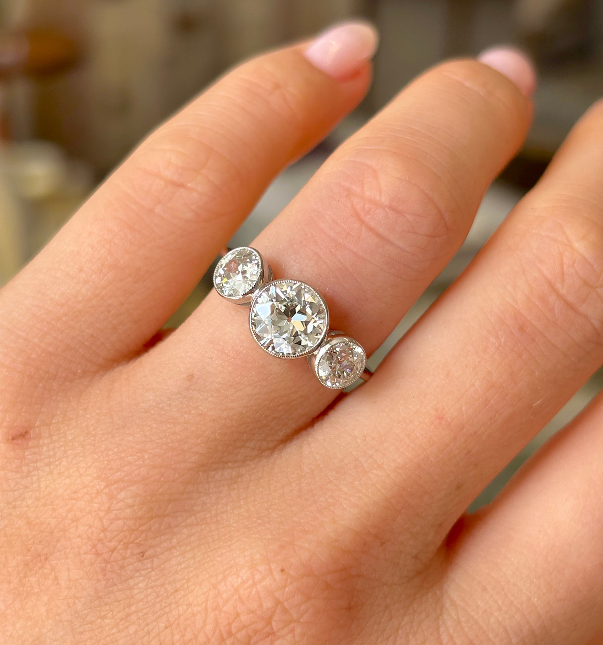 Vintage, Art Deco diamond three-stone engagement ring