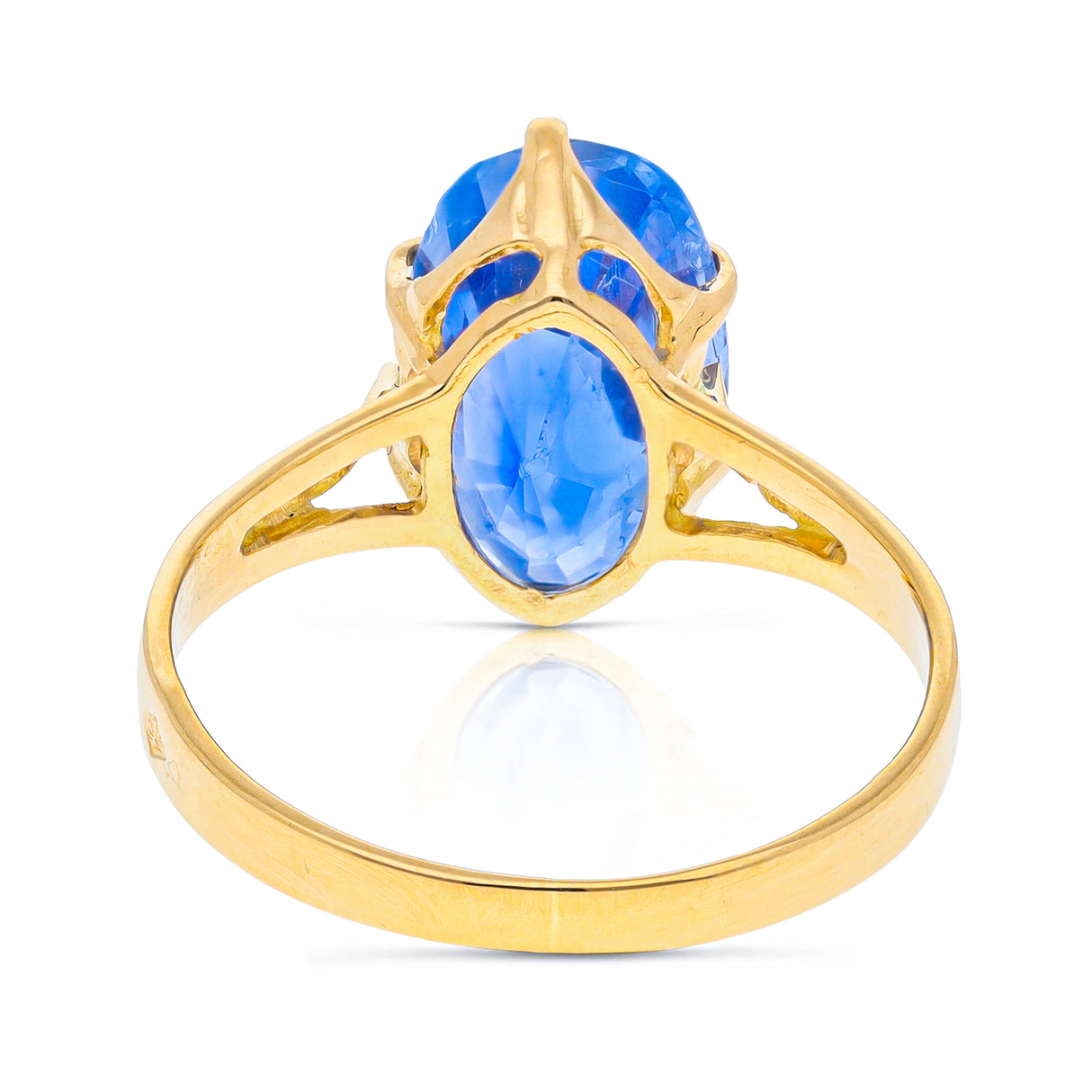 Antique, French, solitaire 6ct native-cut sri lankan sapphire, 18ct yellow gold