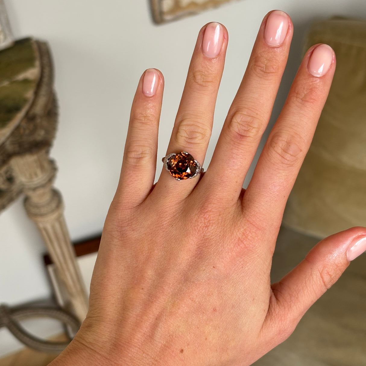 Vintage 1930s Brown zircon cocktail ring