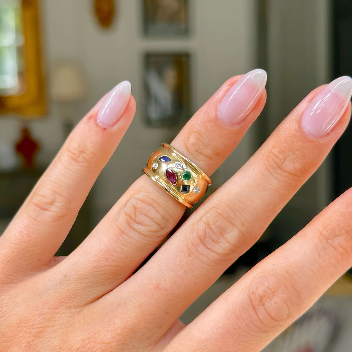 Vintage, 1990s puzzle gemstone pinky ring