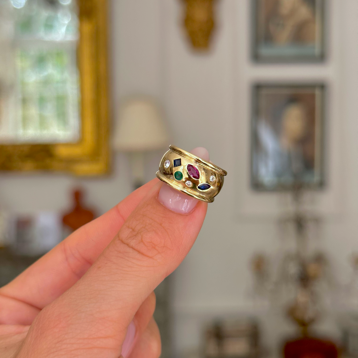 Vintage, 1990s puzzle gemstone pinky ring