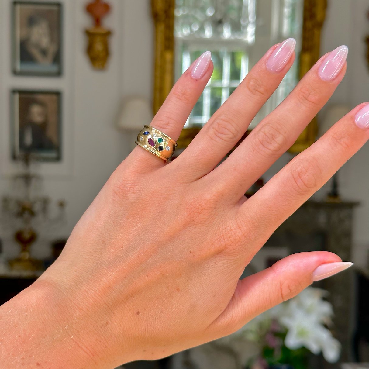 Vintage, 1990s puzzle gemstone pinky ring