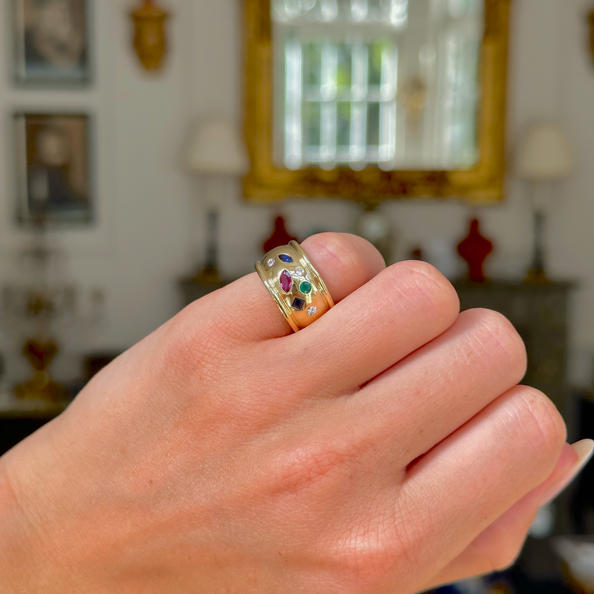 Vintage, 1990s puzzle gemstone pinky ring