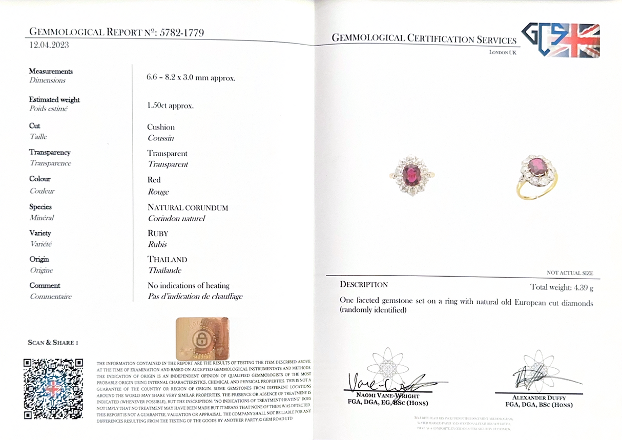 Antique, French, ruby & diamond cluster engagement ring