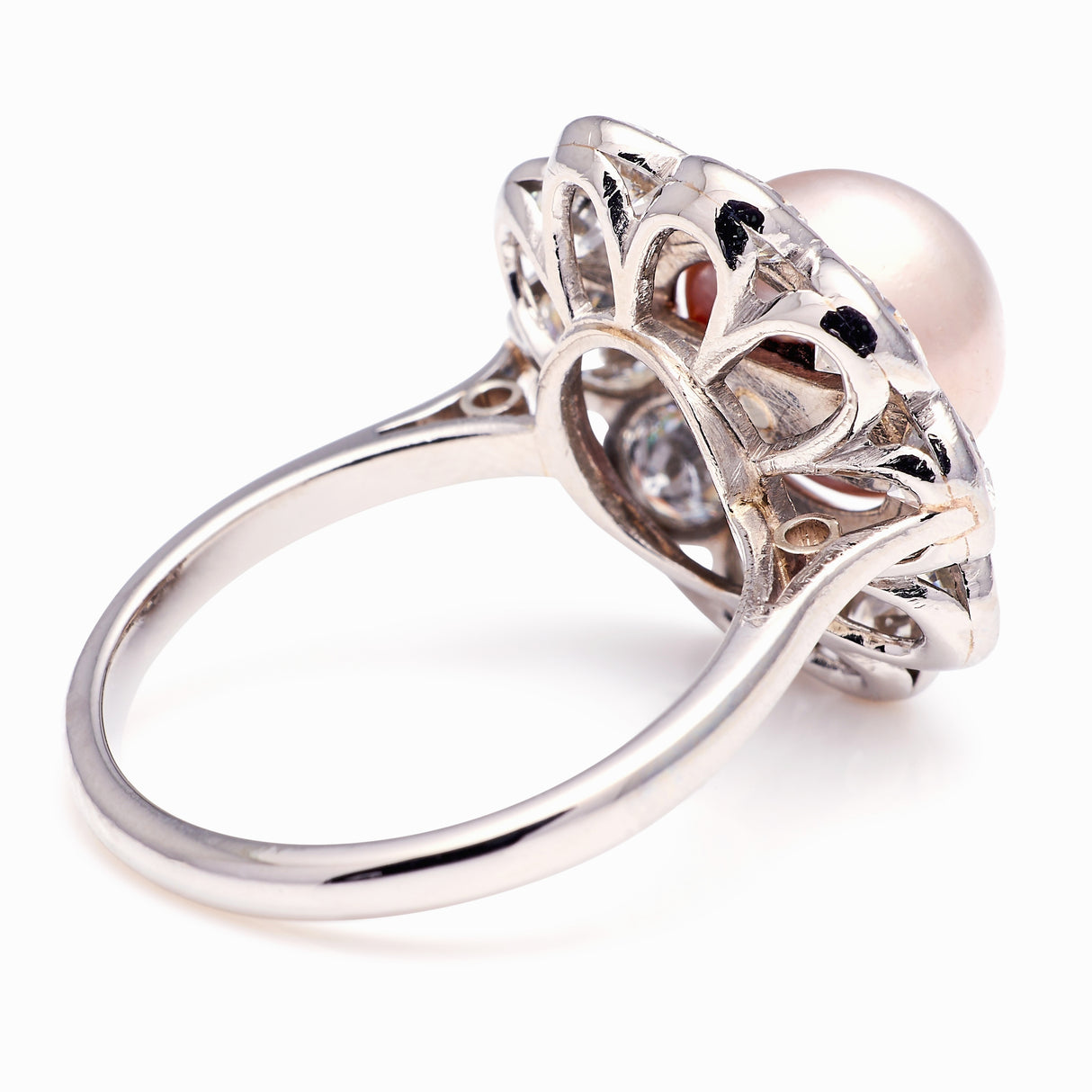 Vintage, Art Deco natural pearl & diamond cluster ring