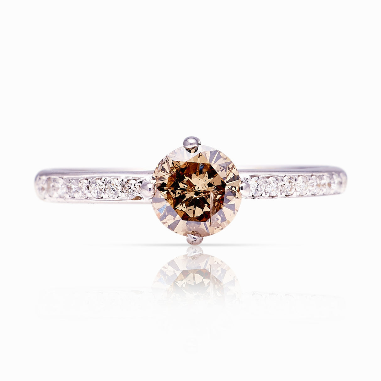 Contemporary, brown diamond solitaire ring