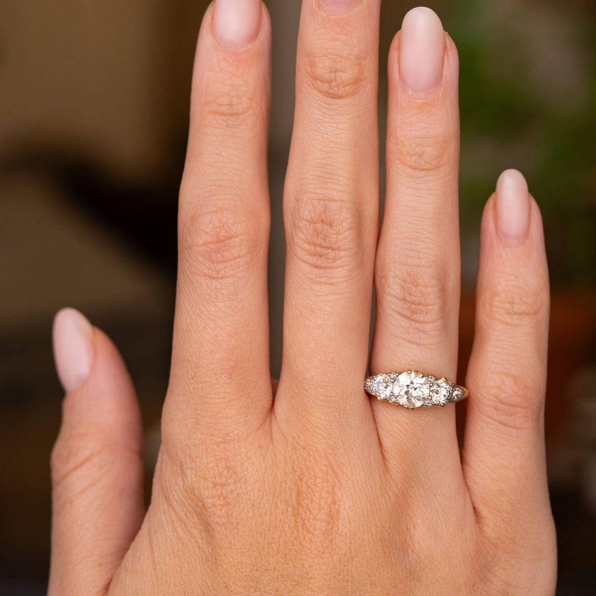 Antique, Victorian diamond three-stone engagement ring