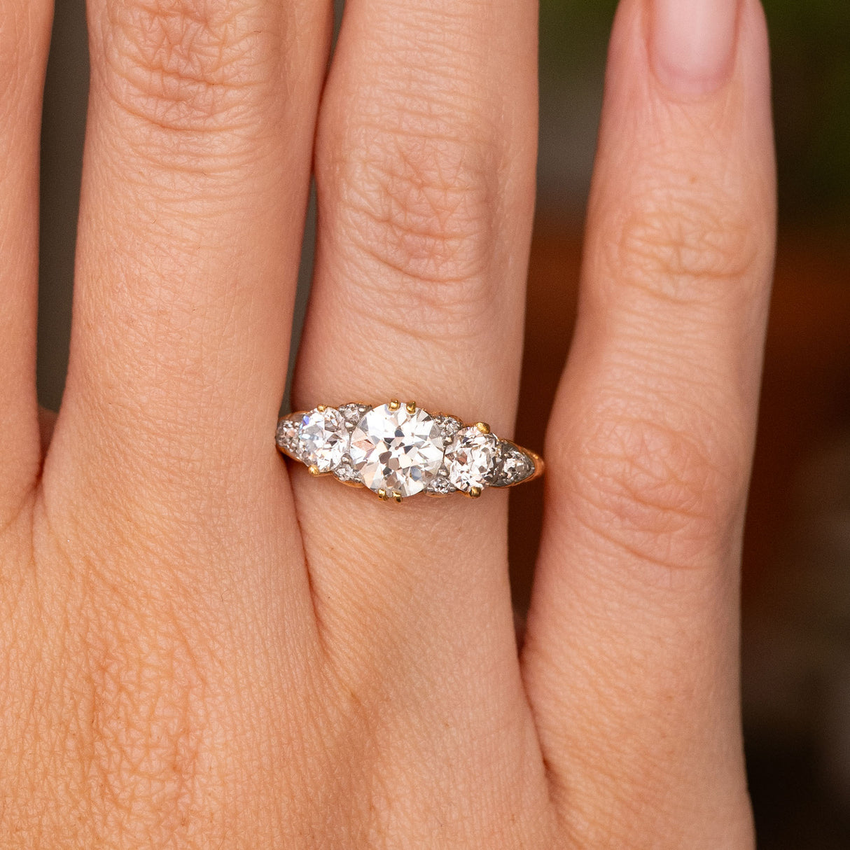 Antique, Victorian diamond three-stone engagement ring