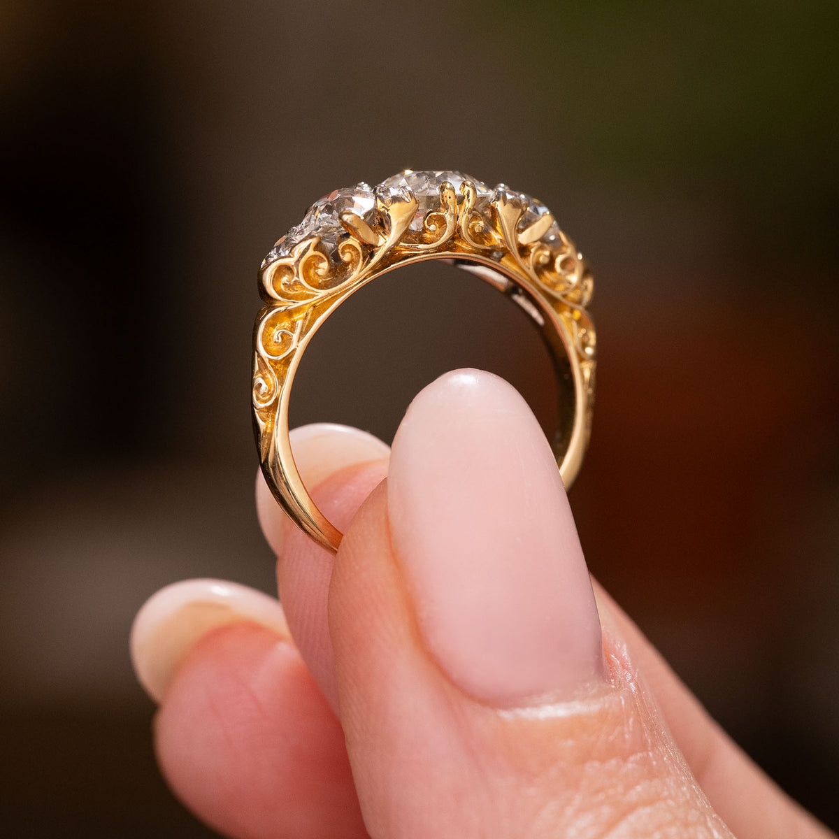 Antique, Victorian diamond three-stone engagement ring