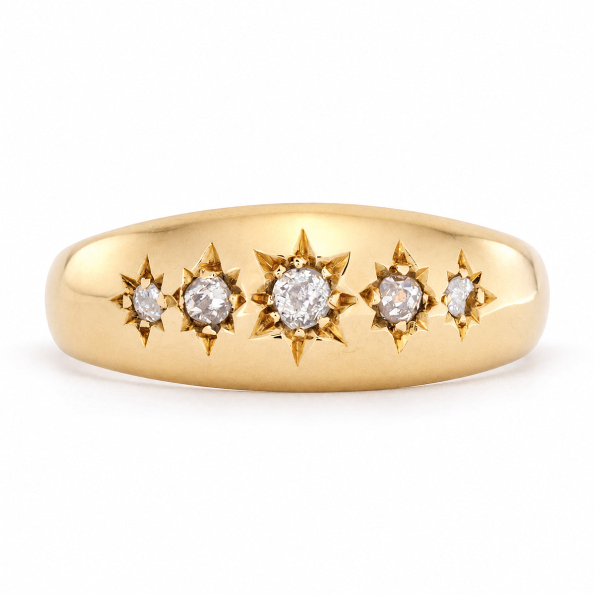 Antique, Edwardian diamond five-stone gypsy ring