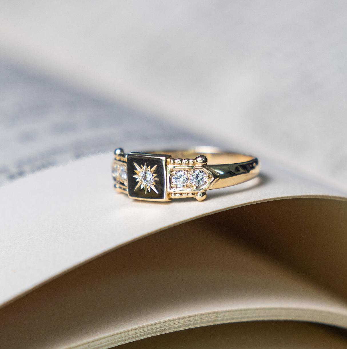 Vintage, 1990s five-stone diamond ring