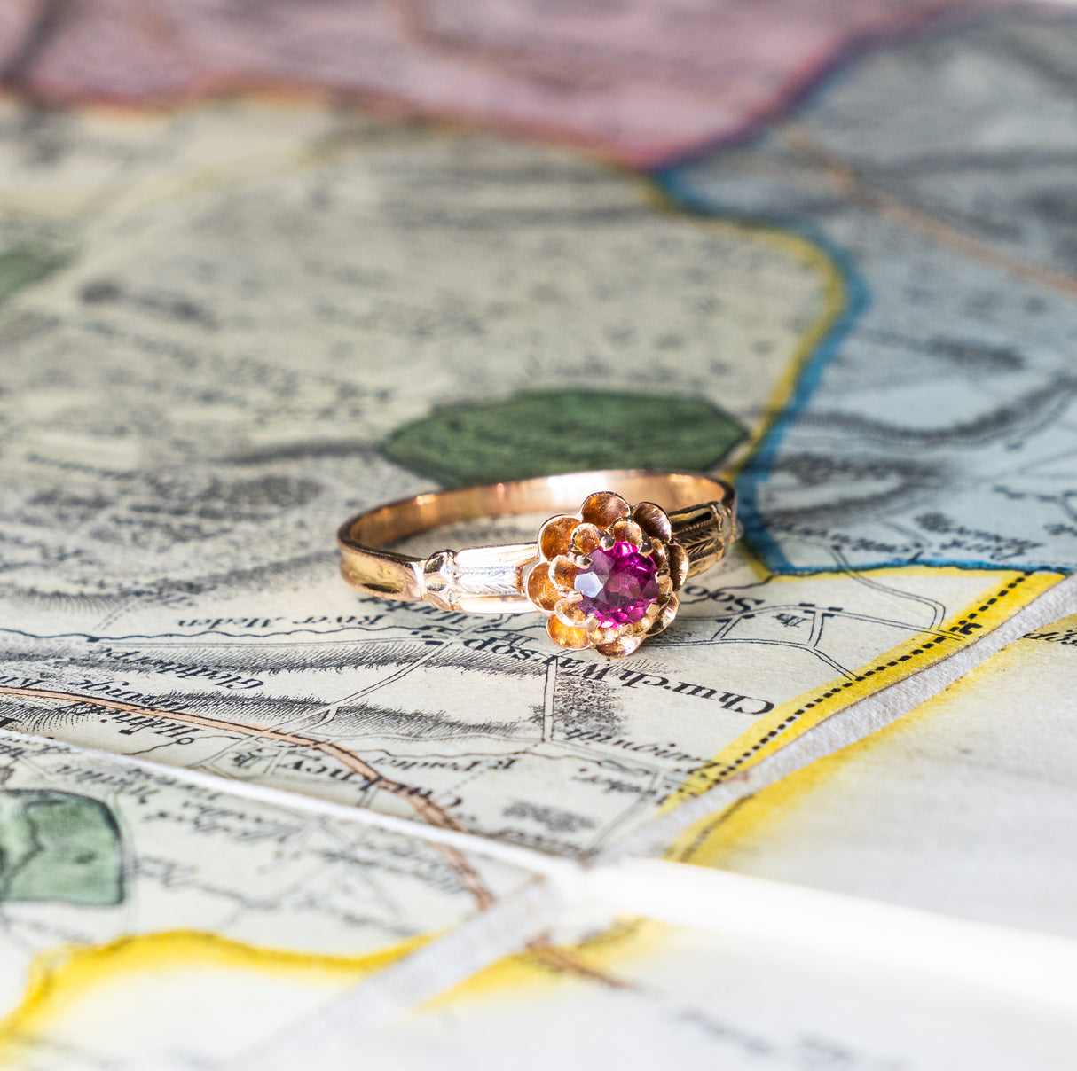 Antique, Belle Époque pinky-red ruby solitaire ring
