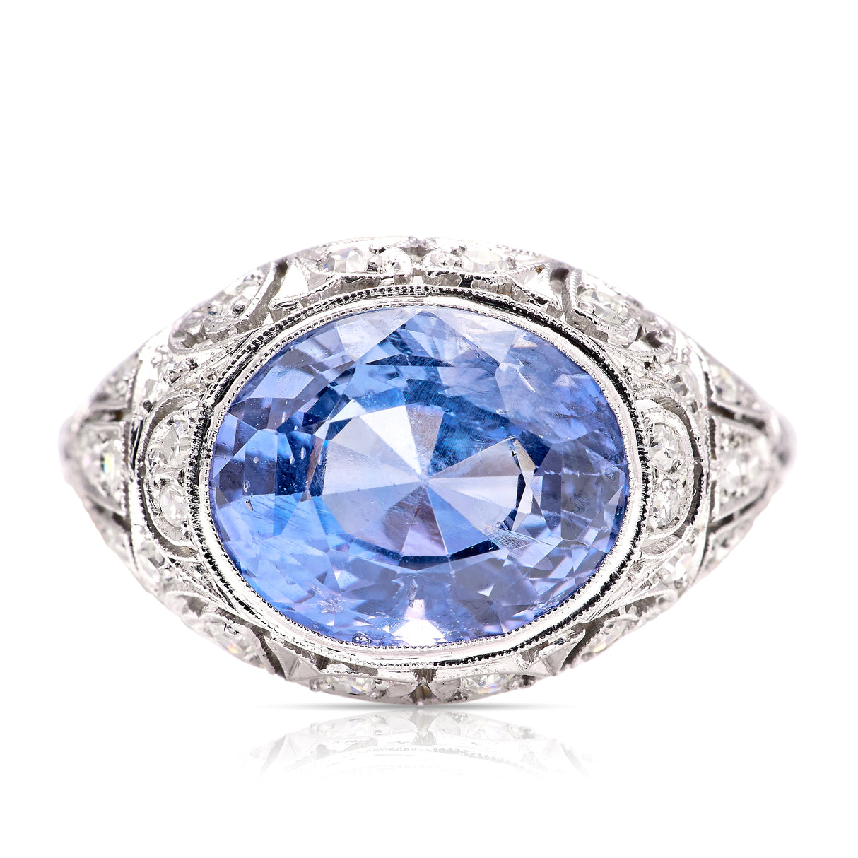 Antique, Belle Époque Sri Lankan (Ceylon) 8ct sapphire and diamond ring