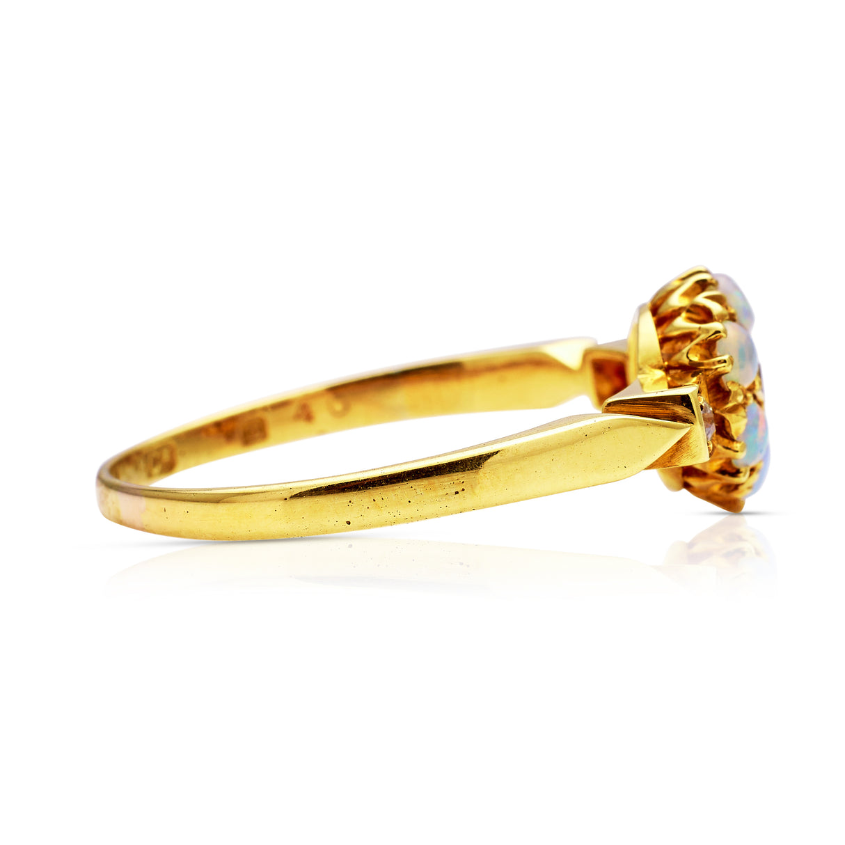 Antique, Victorian, opal and diamond flower ring, 18ct yellow gold