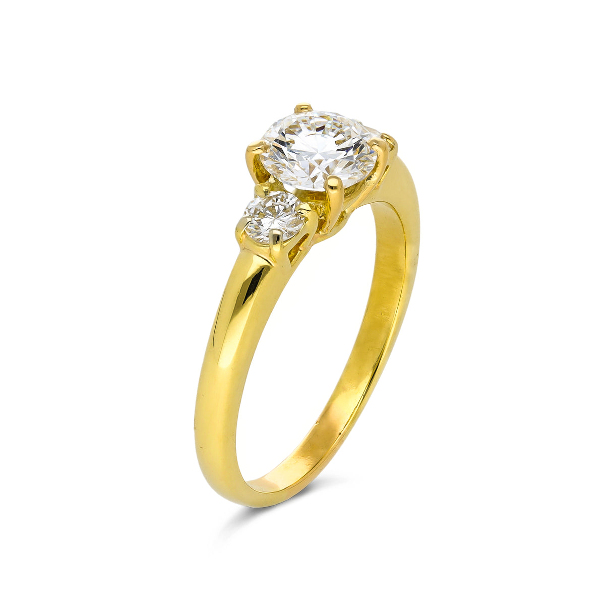 Tiffany & co. vintage three stone 1.01ct vs2 f diamond engagement ring, 18ct yellow gold