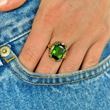 Art Nouveau, Chrome Green Tourmaline Ring,