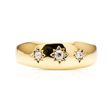 Antique, Victorian Three-Stone Diamond Gypsy Ring, 18ct Yellow Gold