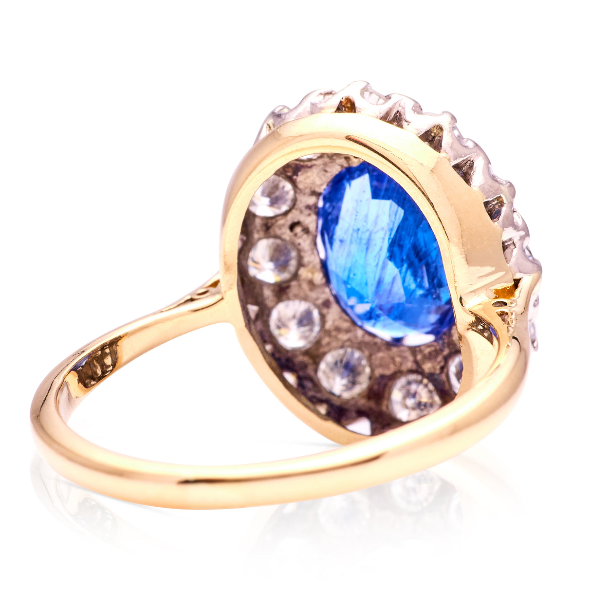 Vintage, 1940s, Burmese sapphire & diamond cluster ring