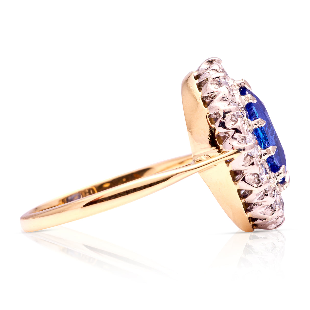 Vintage, 1940s, Burmese sapphire & diamond cluster ring