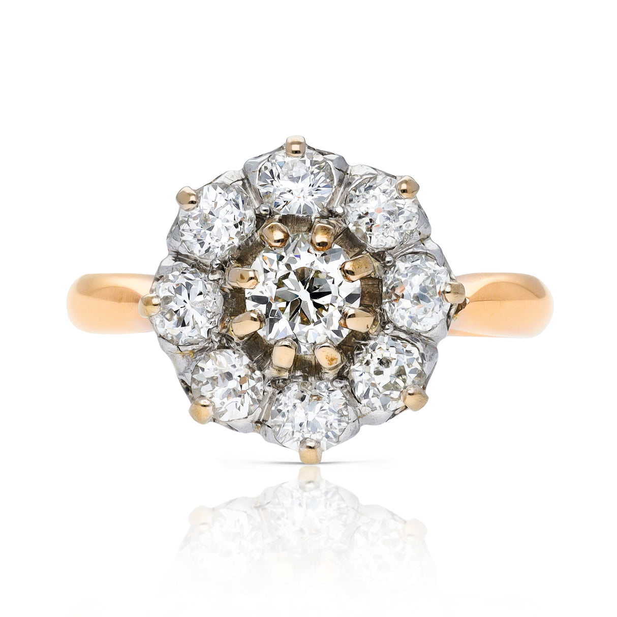 Antique Belle Époque Diamond Cluster Engagement Ring, 18ct Rose Gold