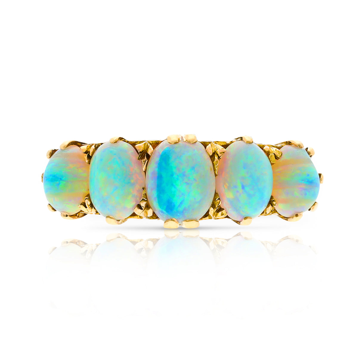 Antique, Edwardian, five-stone opal ring