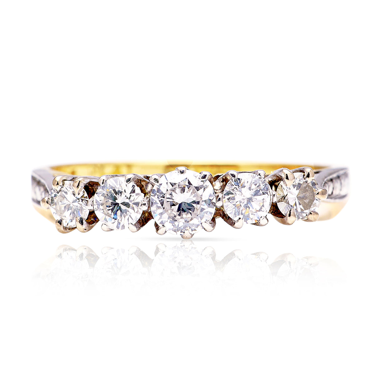 Antique, Edwardian five-stone diamond ring, 18ct yellow gold and platinum