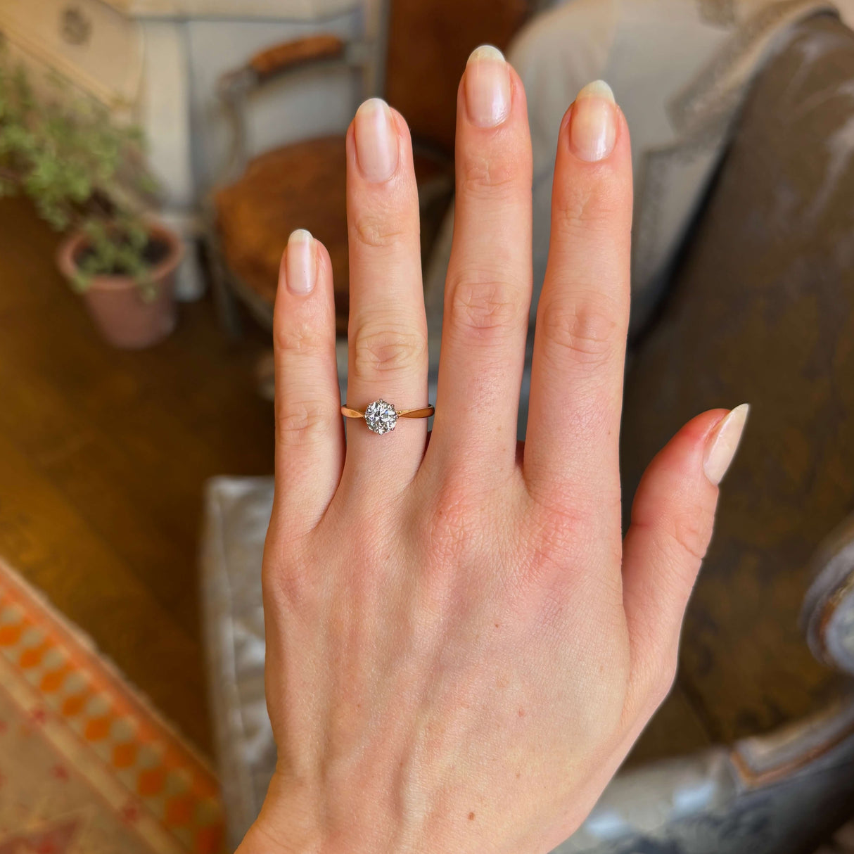 Antique, Edwardian 1ct old European-cut diamond solitaire engagement ring