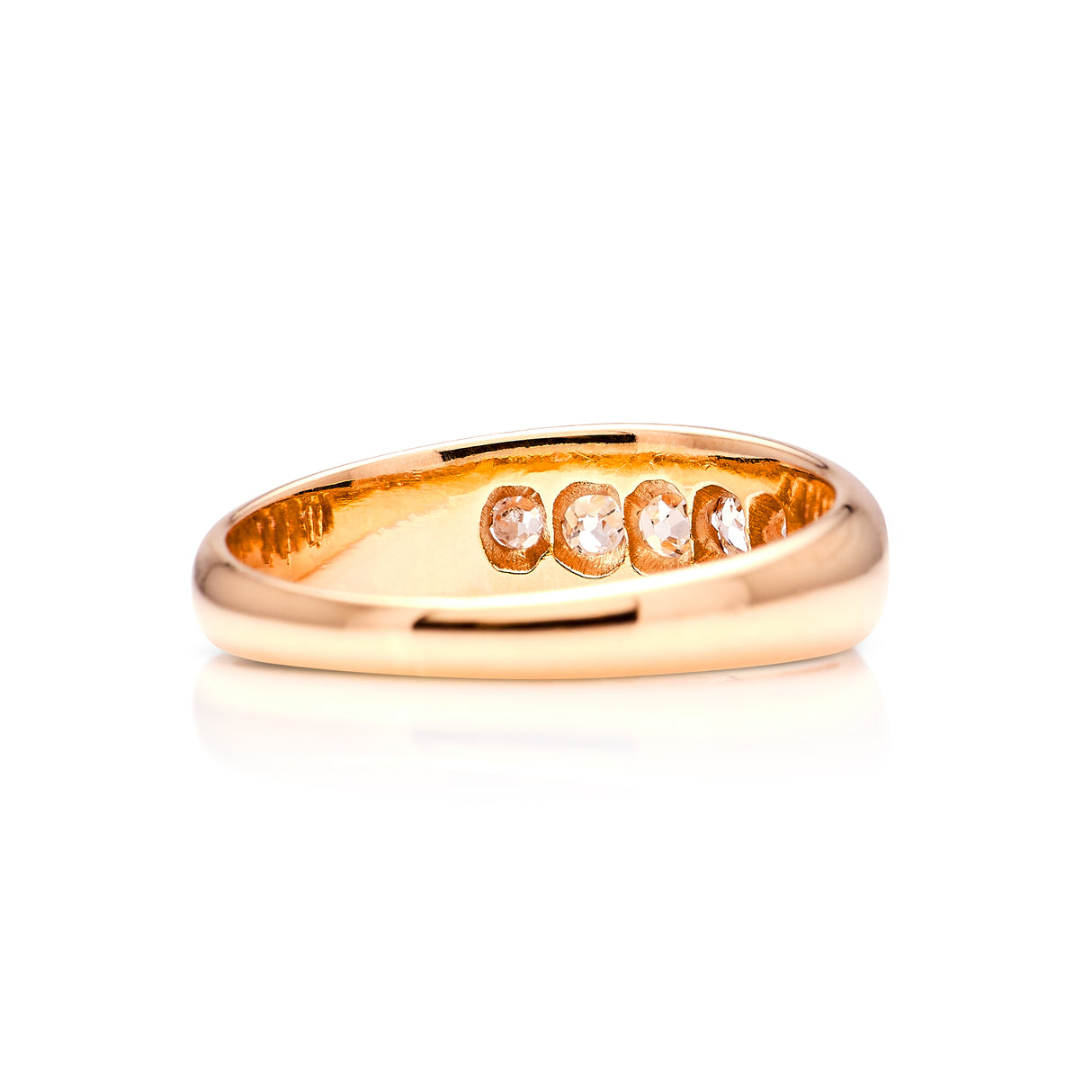 Antique, Edwardian five stone diamond engagement ring back