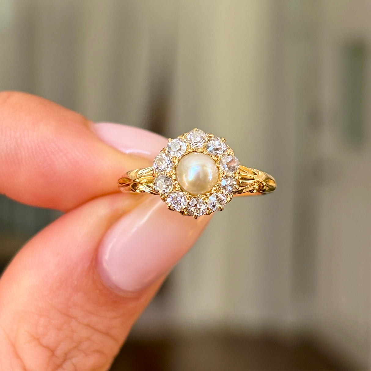 Antique, Edwardian pearl & diamond cluster ring