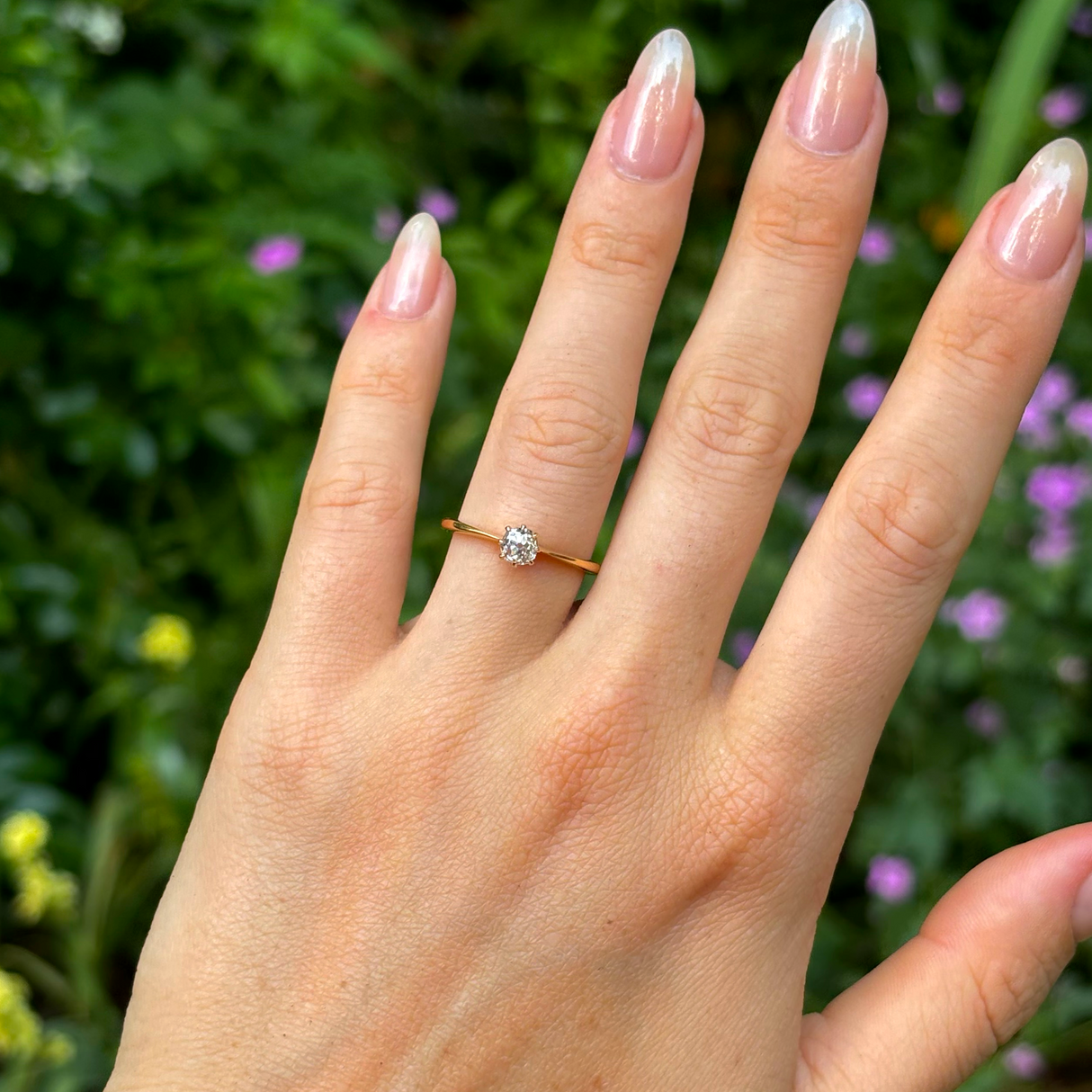 Antique, Edwardian solitaire diamond ring, 18ct yellow gold