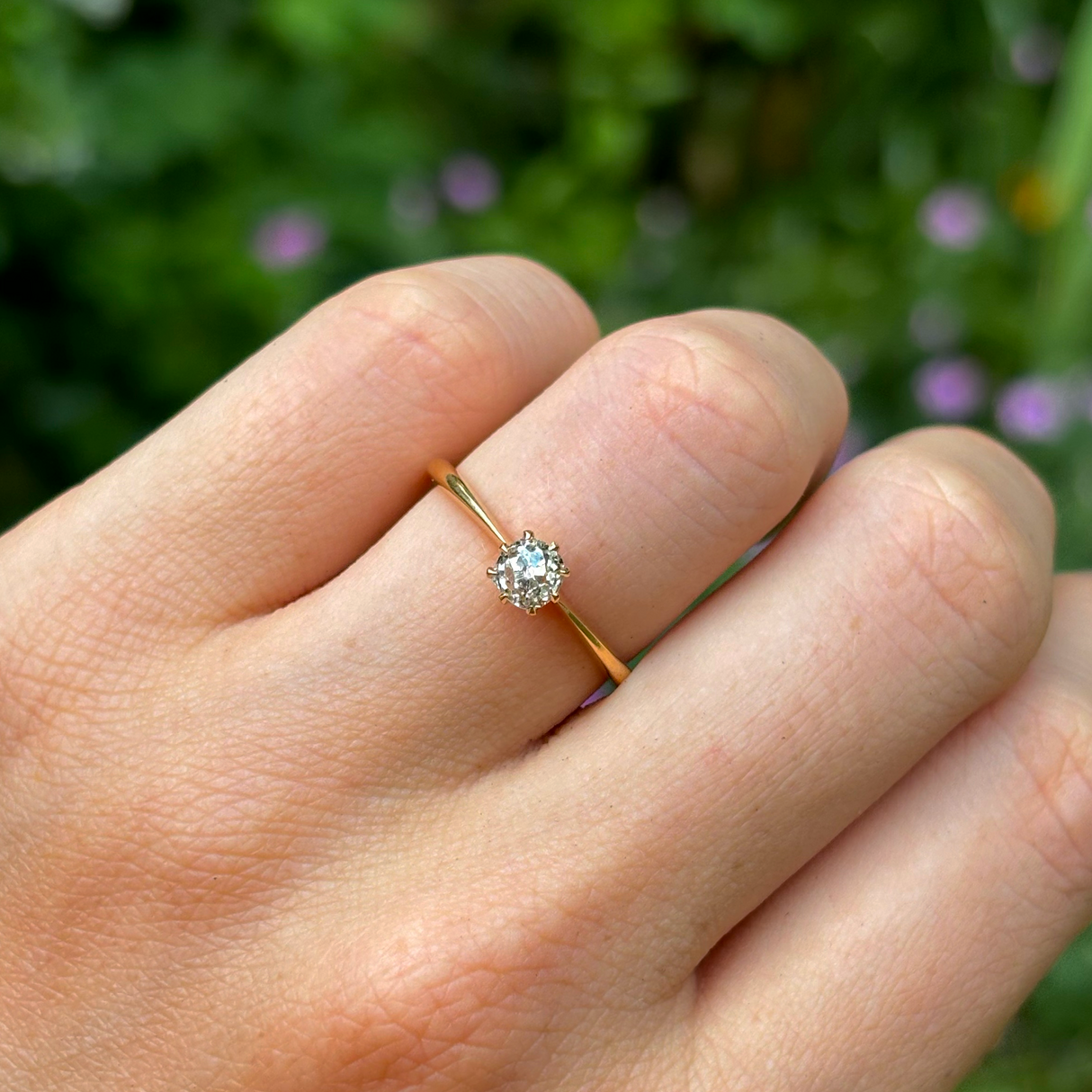 Antique, Edwardian solitaire diamond ring, 18ct yellow gold