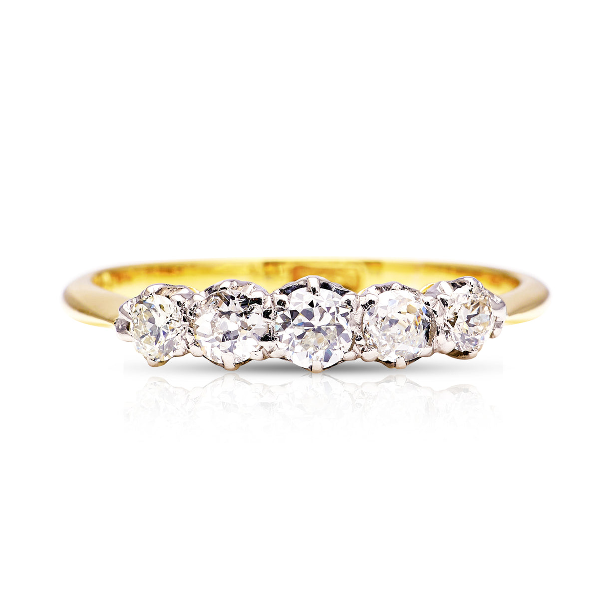 Antique, Edwardian five-stone diamond ring, 18ct yellow gold