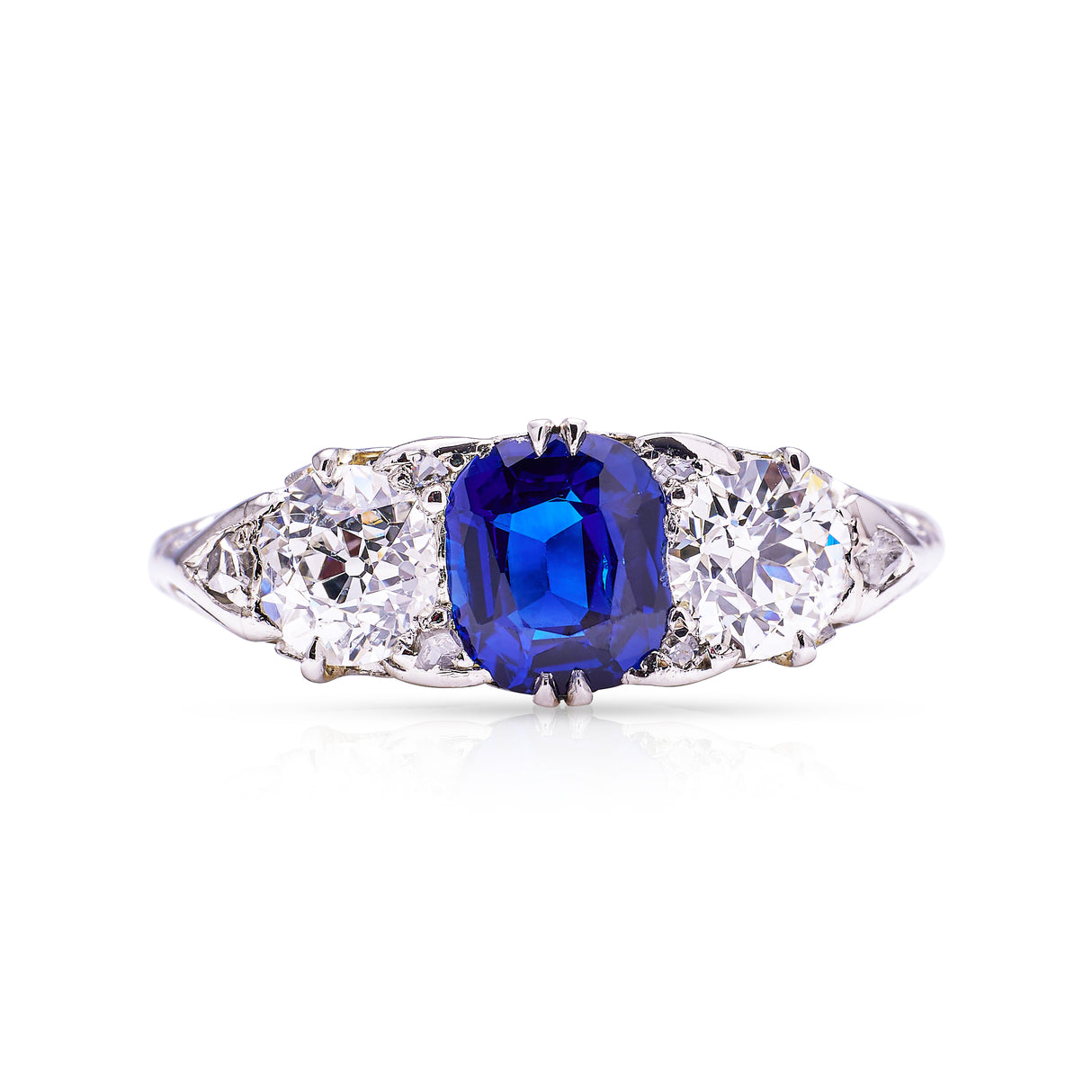 Edwardian, sapphire & diamond three-stone engagement ring
