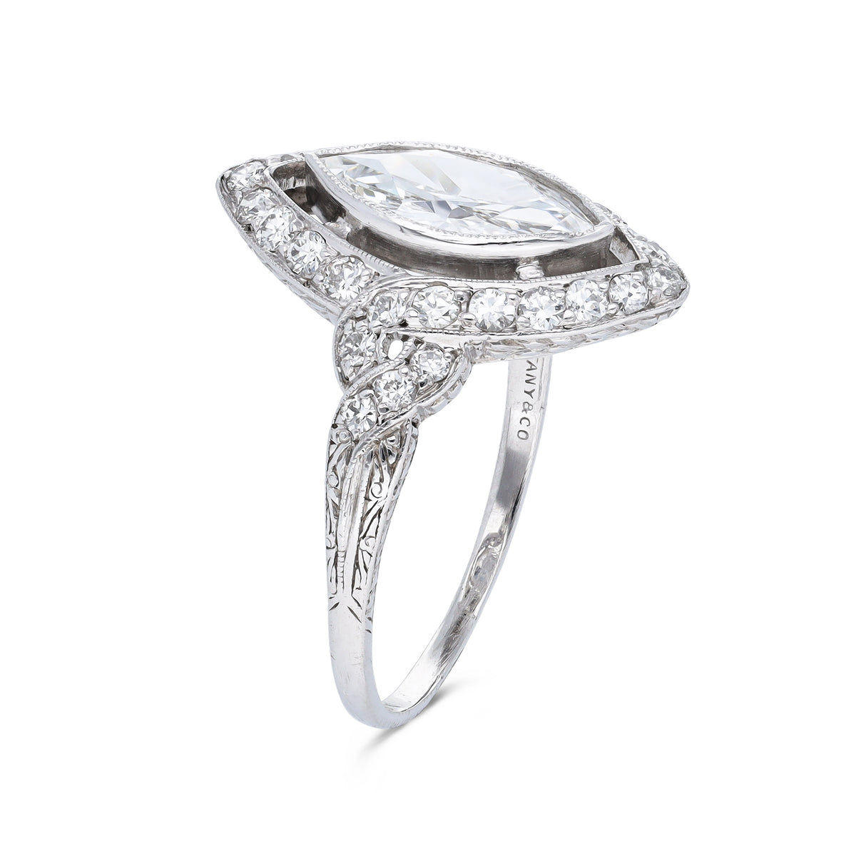 Vintage tiffany engagement ring, side view.