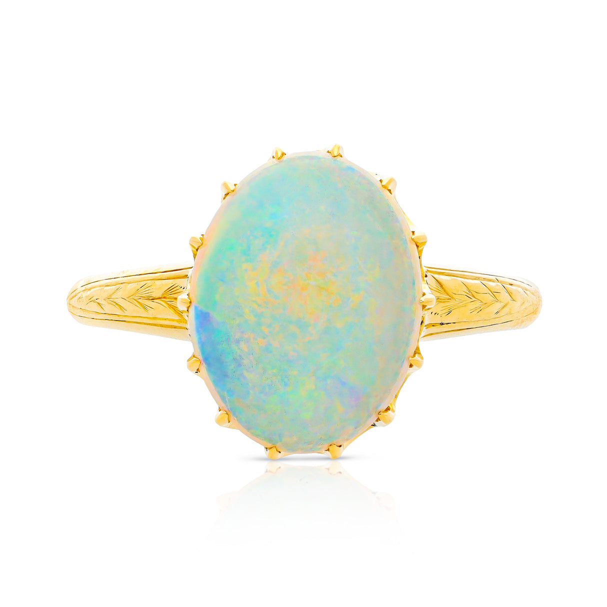 Antique, Victorian cabochon white australian opal ring