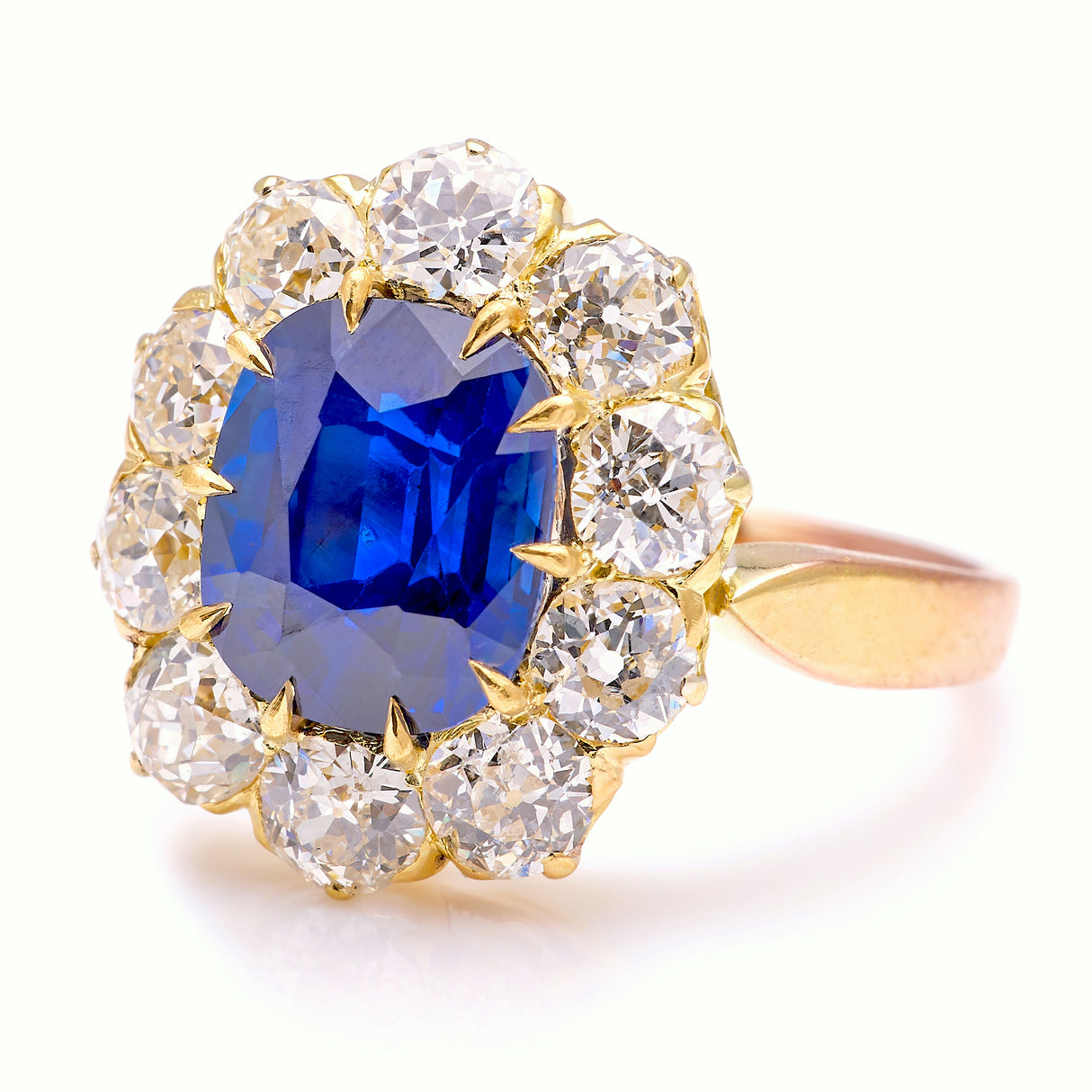 Antique, Victorian sapphire & diamond cluster, 18ct rose gold-2