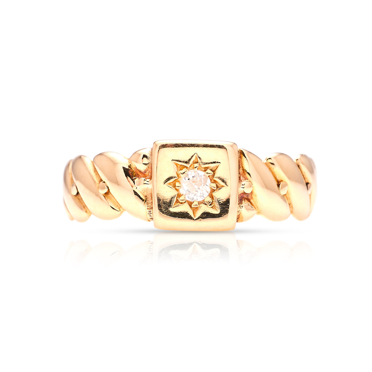 Antique, Victorian diamond gypsy ring front view