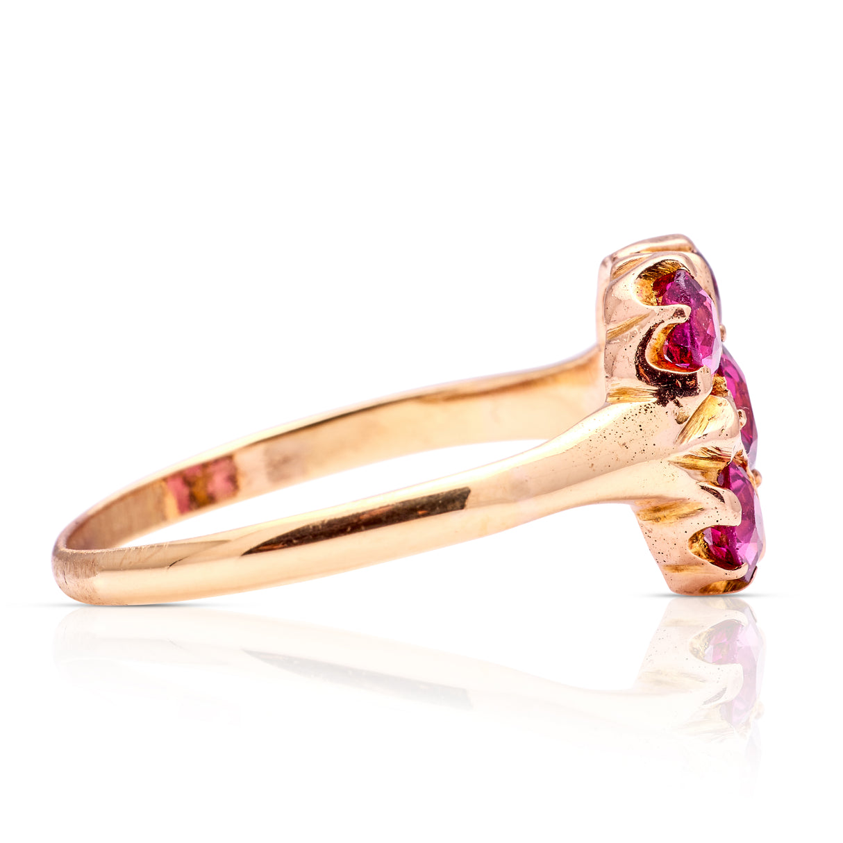 Antique, Victorian garnet five-stone ring side