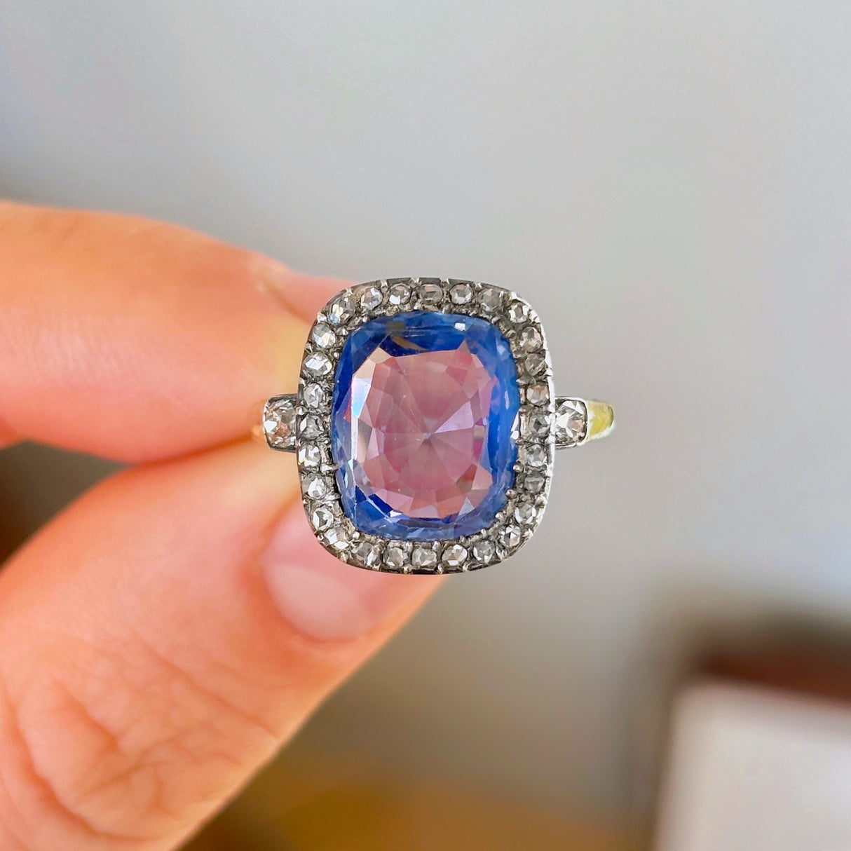 Antique, early Victorian, sri lankan sapphire and diamond ring