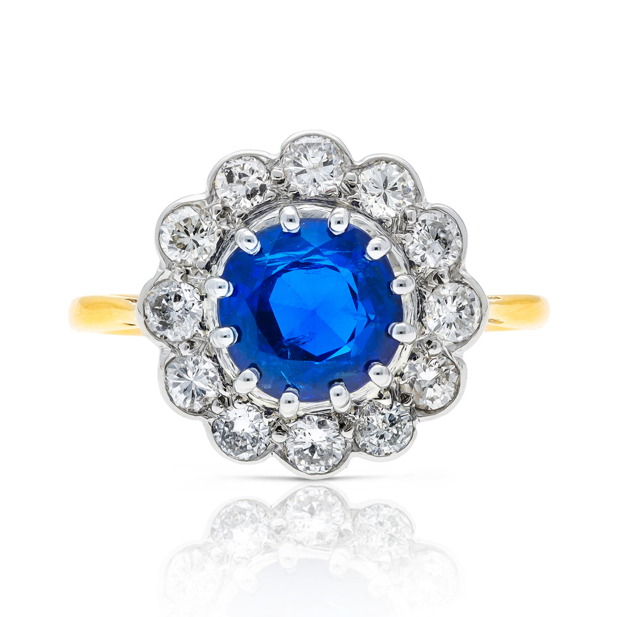 Art Deco, sapphire & diamond daisy cluster engagement ring