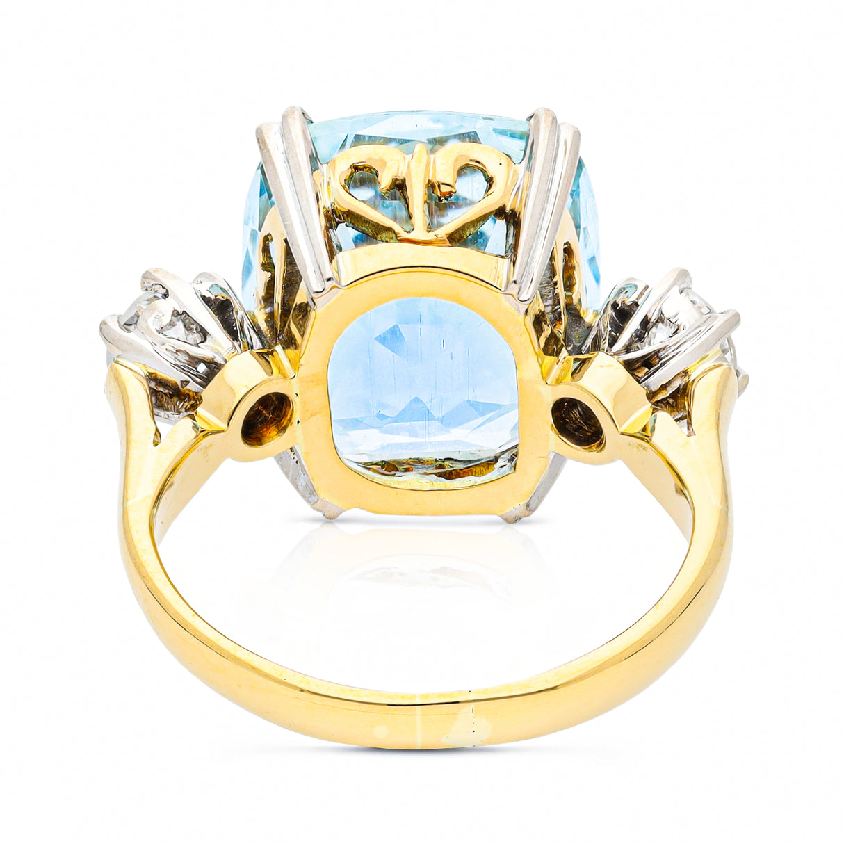 Reserved! Art Deco, aquamarine & diamond ring, 18ct yellow gold & palladium