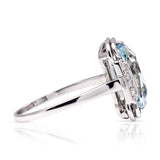 Vintage, Aquamarine and Diamond Ring, 18ct White Gold side view