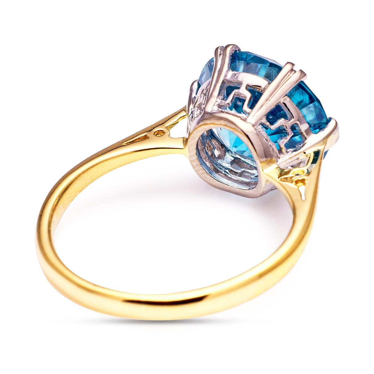 art deco zircon single stone ring, rear view.
