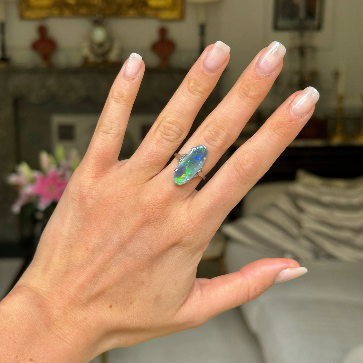 Antique, Edwardian, opal cocktail ring