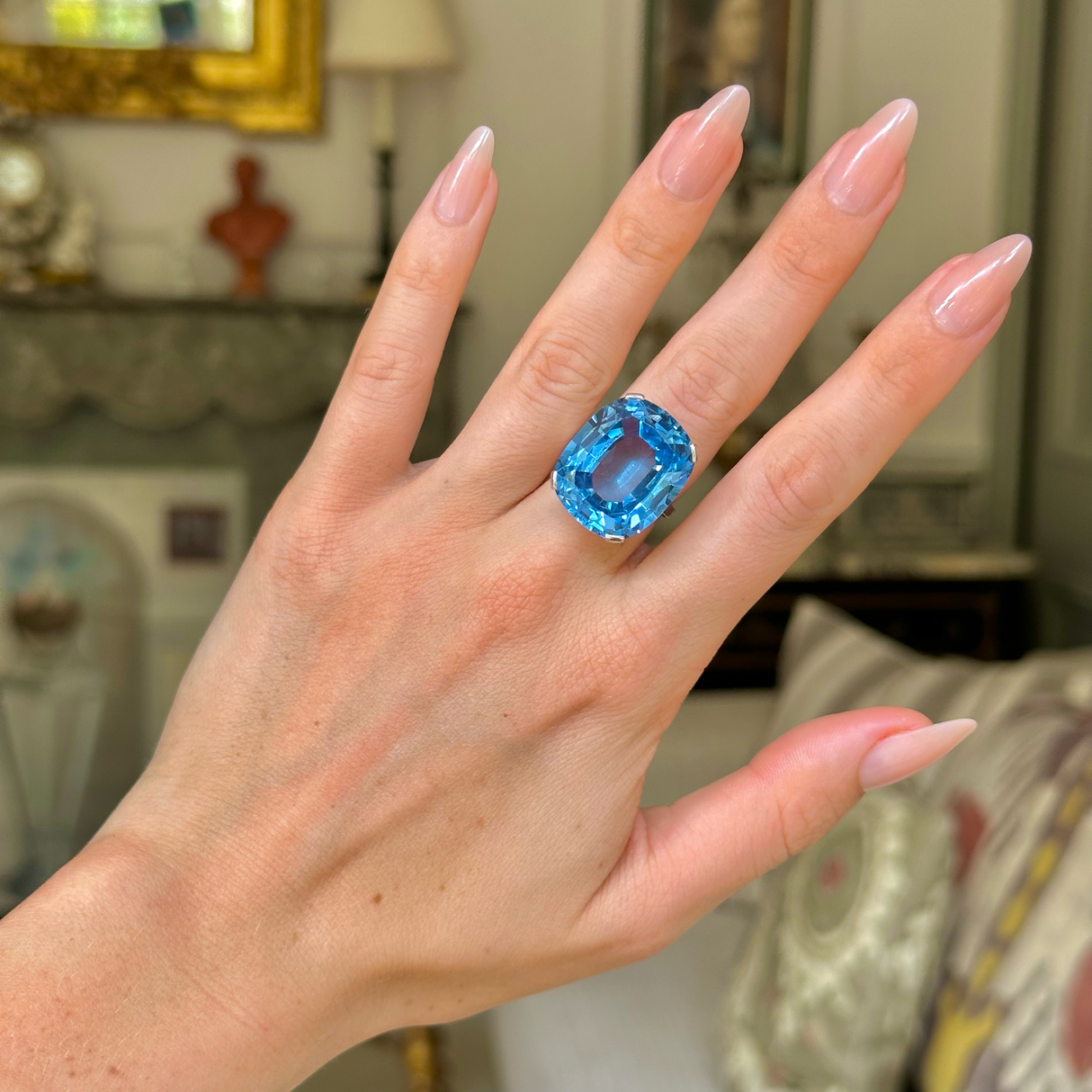 Antique, 1920s azure-blue stone ring