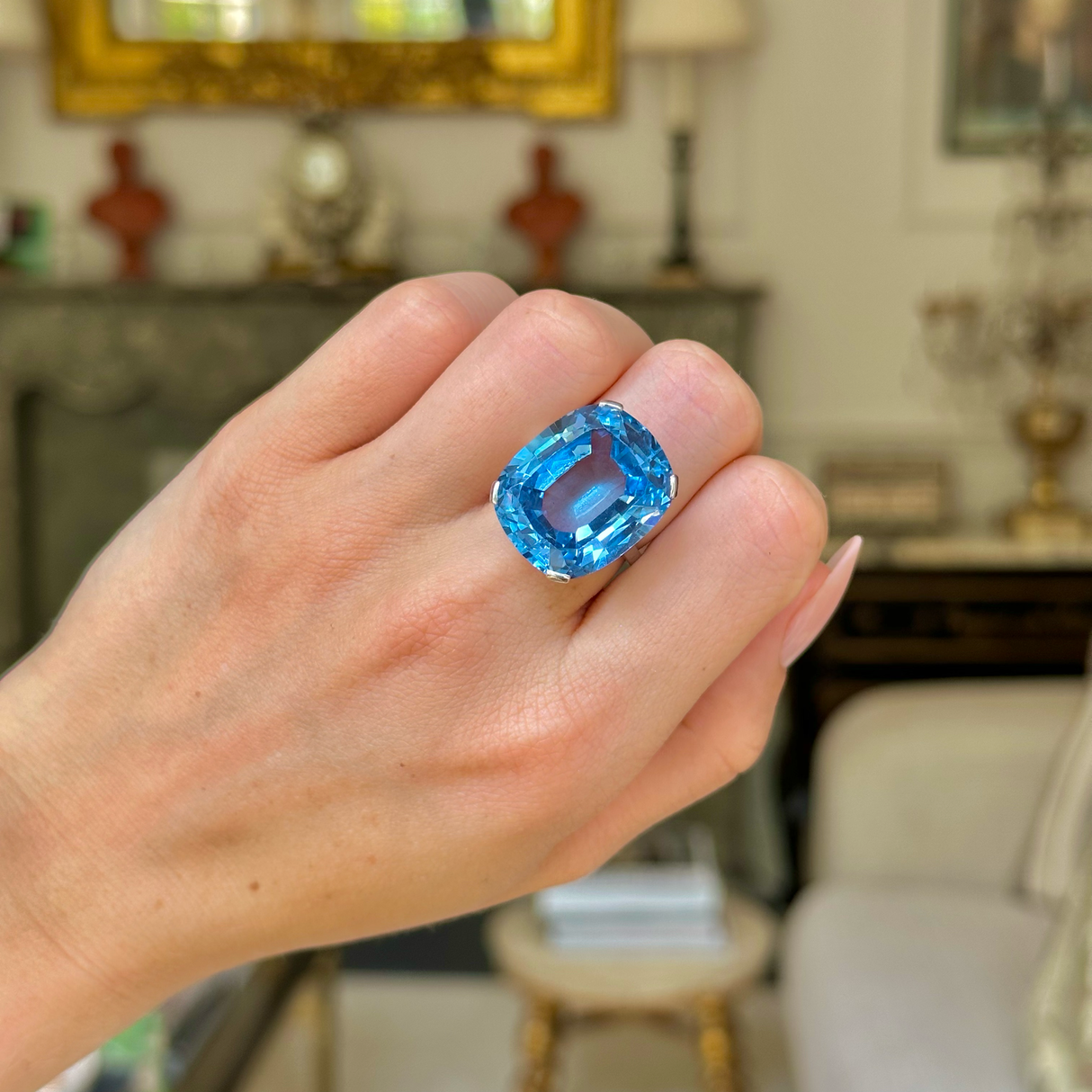 Antique, 1920s azure-blue stone ring