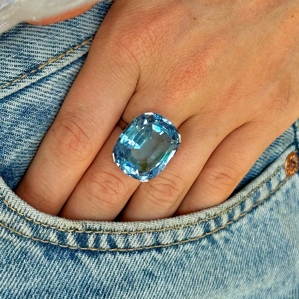 Antique, 1920s azure-blue stone ring