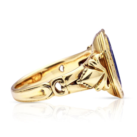 Antique, Victorian lapis intaglio ring