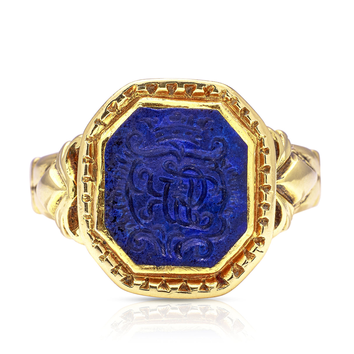 Antique, Victorian lapis intaglio ring