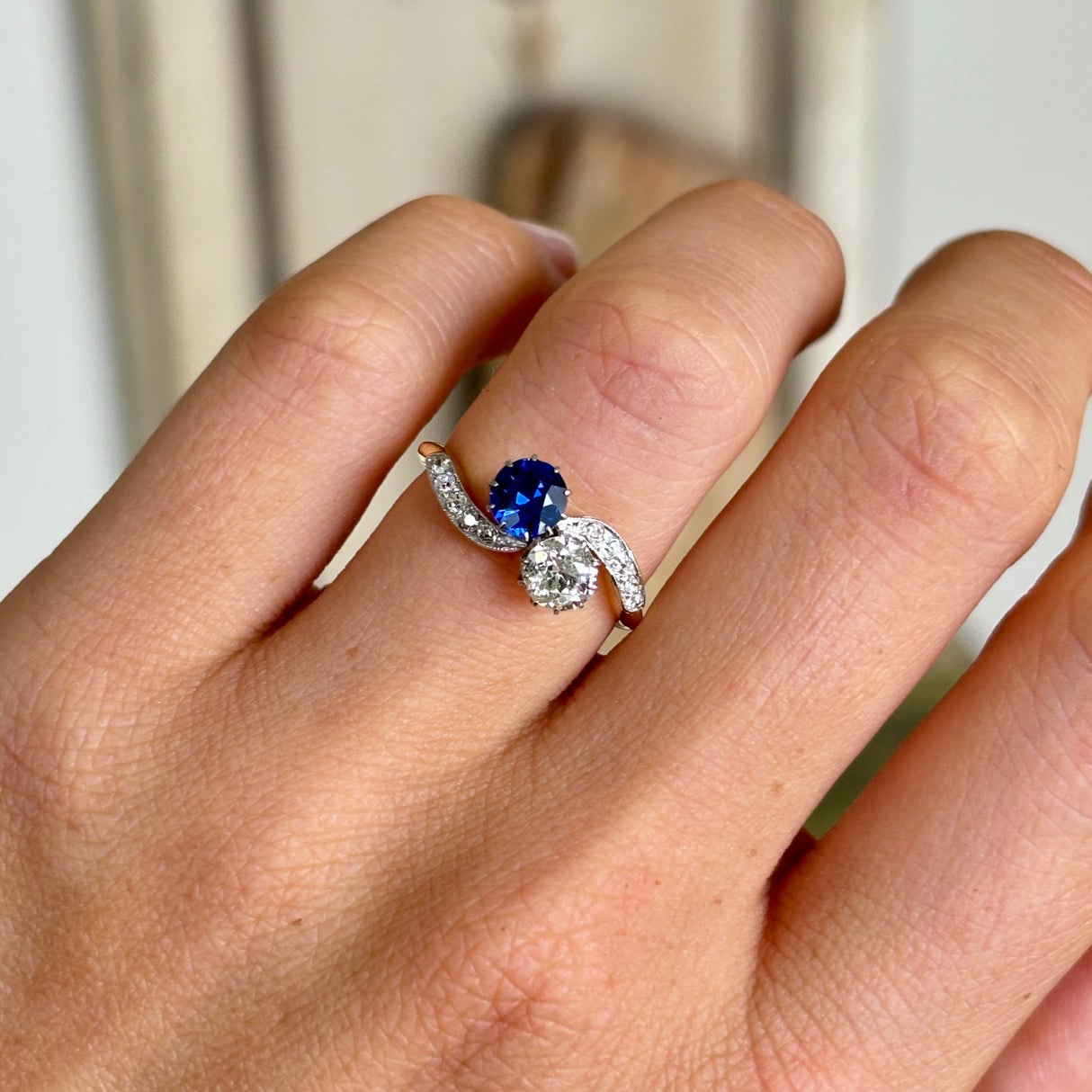 Antique, Edwardian sapphire & diamond toi et moi ring